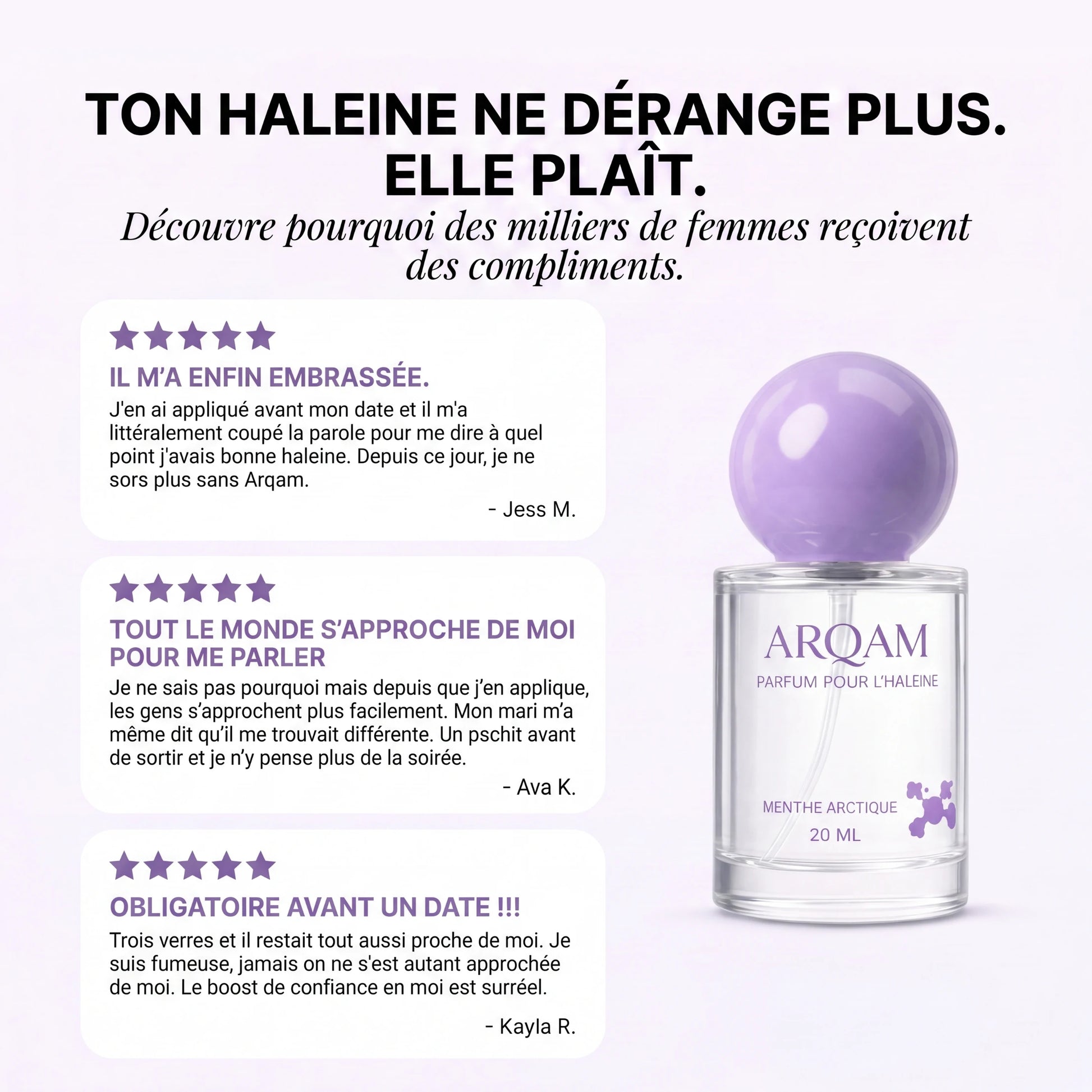 Avis clientes — ton haleine ne dérange plus, elle plaît